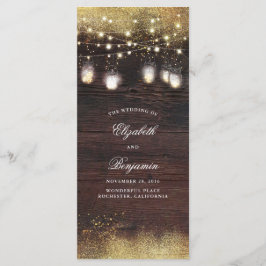 メイスンジャーのストリングライトの素朴結婚式 プログラム