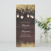 メイスンジャーのストリングライトの素朴結婚式 プログラム (スタンド正面)