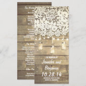 メイスンジャーのストリングライトの素朴結婚式 プログラム (正面/裏面)