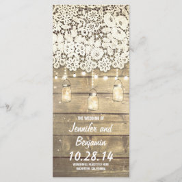 メイスンジャーのストリングライトの素朴結婚式 プログラム