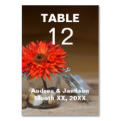 メイスンジャーのテーブルにオレンジ色の花 テーブルナンバー (裏面)