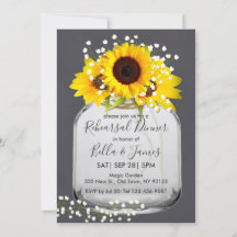 メイスンジャーのヒマワリのリハーサルのディナー招待状