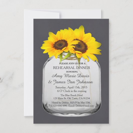 メイスンジャーのヒマワリのリハーサル夕日7 招待状 (正面)