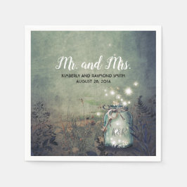 メイスンジャーのホタル素朴ラ結婚イト スタンダードカクテルナプキン