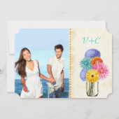 メイスンジャーの中のフォトブーケ結婚式招待状 招待状 (裏面)