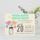 メイスンジャーの中のフォトブーケ結婚式招待状 招待状 (スタンド正面)