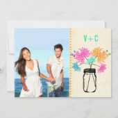 メイスンジャーの中のフォトブーケ結婚式招待状 招待状 (裏面)