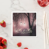 メイスンジャーの弦のライトは木の素朴結婚な スタンダードカクテルナプキン (インサイチュ)