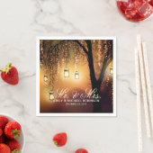 メイスンジャーの弦のライトは木の素朴結婚な スタンダードカクテルナプキン (インサイチュ)