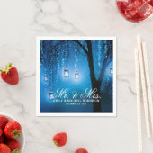 メイスンジャーの弦のライトは木の素朴結婚な スタンダードカクテルナプキン (インサイチュ)