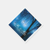 メイスンジャーの弦のライトは木の素朴結婚な スタンダードカクテルナプキン (角)