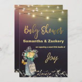 *~*メイスンジャーの弦ライト赤素朴ちゃんシャワー 招待状 (正面/裏面)