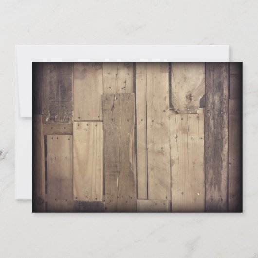 メイスンジャーの文字列ライツ素朴ウッドウェディング招待 招待状 (裏面)