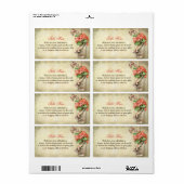 メイスンジャーの素朴なラップの背景を持つラベル ラベル (フルシート)