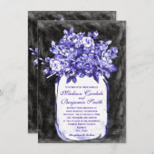 メイスンジャーの花の黒板の結婚式がインジゴを誘う 招待状 (正面/裏面)