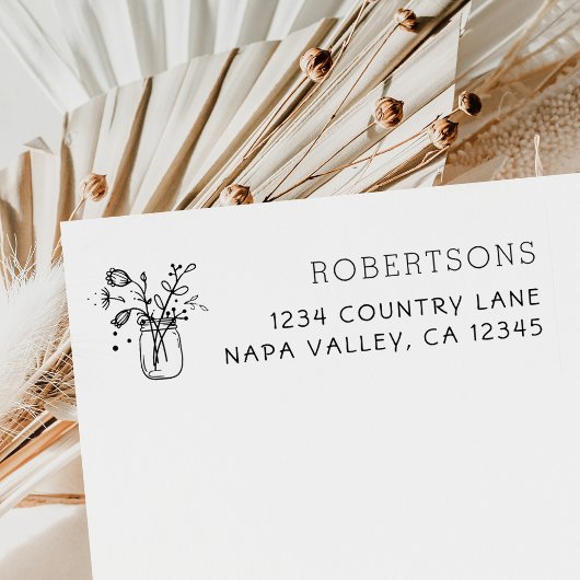 メイスンジャーの花 |ファミリ名差出人住所 ラバースタンプ