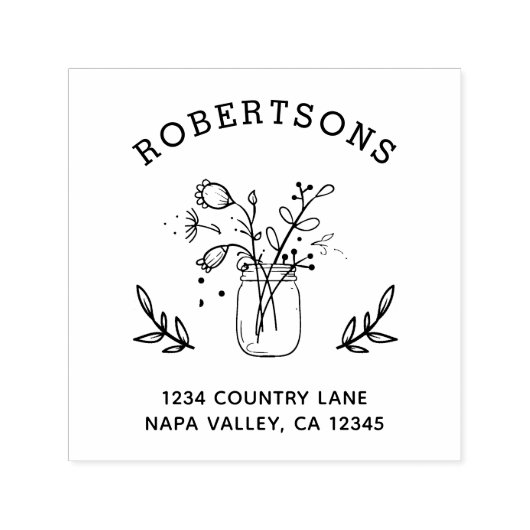 メイスンジャーの花 |独自の差出人住所 セルフインキングスタンプ (デザイン)