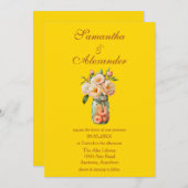 メイスンジャージャーピーチゴールデンバックグラウンド 招待状 (正面/裏面)