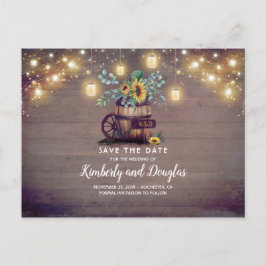 メイスンジャースとヒマワリ素朴ー秋デートを保存 案内ポストカード