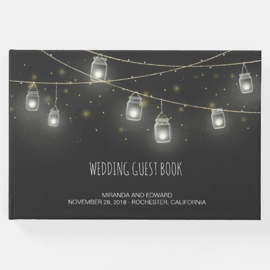 メイスンジャースのホタルの糸カスタムウェディング ゲストブック (正面)