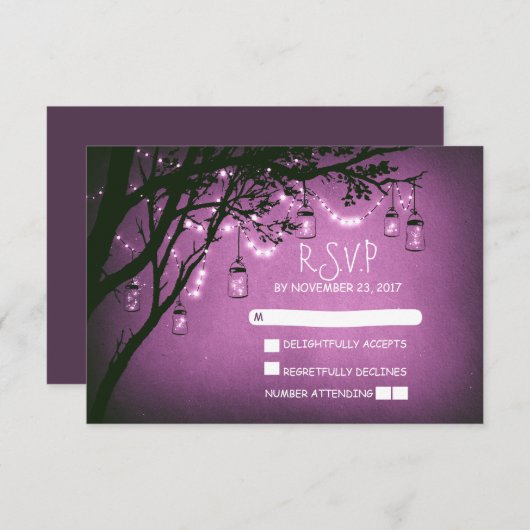 メイスンジャースの木の国の素朴な結婚式のRSVPカード 出欠カード (正面/裏面)