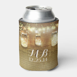 メイスンジャースストリングライツバ素朴ンウッド 缶クーラー