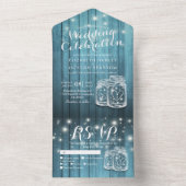 メイスンジャースストリングライト素朴ウッドウェディングRSVP オールインワン招待状 (内側)