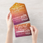 メイスンジャースストリングライト素朴ウッドウェディングRSVP オールインワン招待状 (貼ってはがせる)