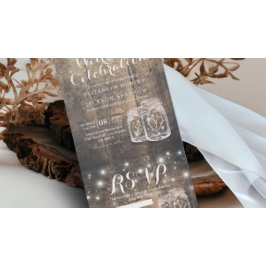 メイスンジャースストリングライト素朴ウッドウェディングRSVP オールインワン招待状