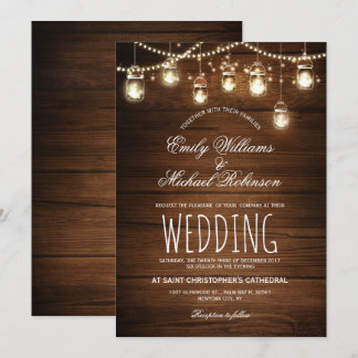 メイスンジャースストリングラエレガントイ素朴結婚トの 招待状