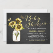 メイスンジャースベイビーシャワーの黒板ひまわり 招待状 (正面)