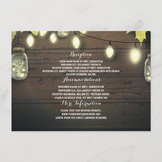 メイスンジャースライツ秋の結婚式ゲスト情報 エンクロージャーカード (正面)