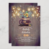 メイスンジャースライトサンフラワーベビー素朴シャワー 招待状 (正面/裏面)