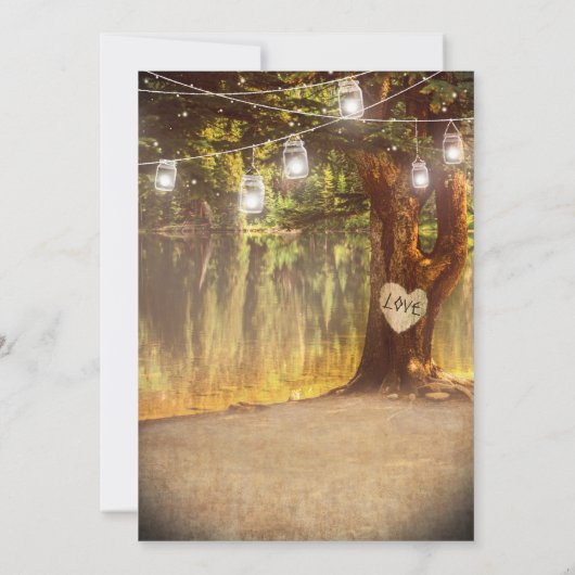 メイスンジャース素朴ツリーレイクトゥインクルライツ結婚ズ 招待状 (裏面)