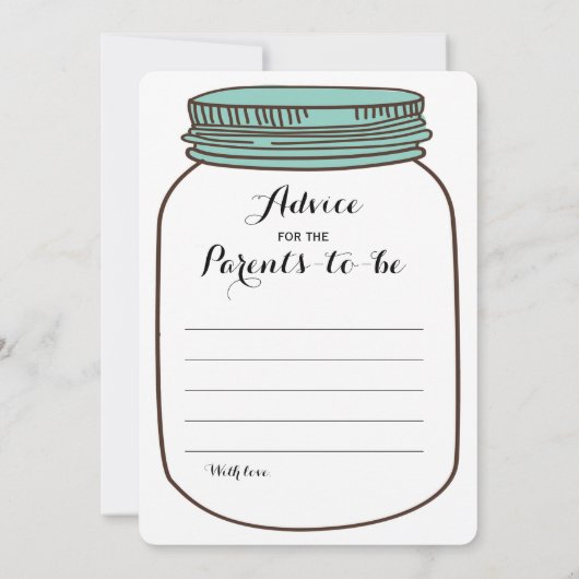 メイスンジャース2xベビーシャワーゲーム – アドバイス |ご存知の方 招待状 (裏面)