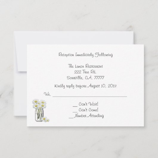 メイスンジャーデイジーウェディングレセプションRSVP 招待状 (裏面)