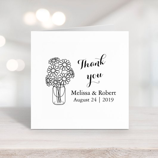 メイスンジャーデイジーフラワーズサンキュー結婚ズ ラバースタンプ