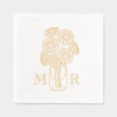 メイスンジャーデイジーモノグラムイニシャル結婚ズ 箔ナプキン (正面)