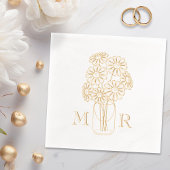 メイスンジャーデイジーモノグラムイニシャル結婚ズ 箔ナプキン