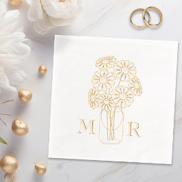 メイスンジャーデイジーモノグラムイニシャル結婚ズ 箔ナプキン