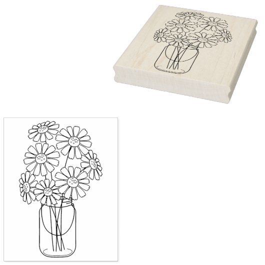 メイスンジャーデイジー花色ページ ラバースタンプ (押印)