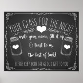 メイスンジャーバー結婚サインの黒板 ポスター (正面)