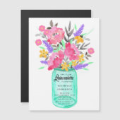 メイスンジャーフローラブーケキンセアニェラ磁気カード マグネット招待状 (正面/裏面)