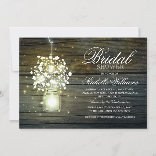 メイスンジャーフローラ素朴なブライダルシャワー招待 招待状 (正面)