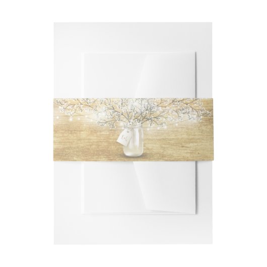 メイスンジャーブービーズブレスストリングライト素朴ウッド 招待状ベリーバンド (正面例)