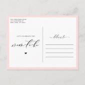 メイスンジャーベビーブランチのピンクのひまわり インビテーションポストカード (裏面)