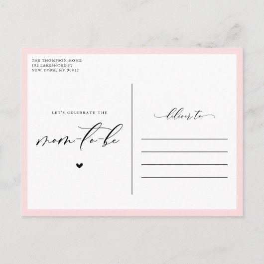 メイスンジャーベビーブランチのピンクのひまわり インビテーションポストカード (裏面)