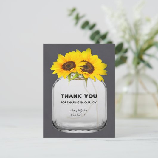 メイスンジャールひまわりサンフラワーありがとうsunflwr7 ポストカード (スタンド正面)