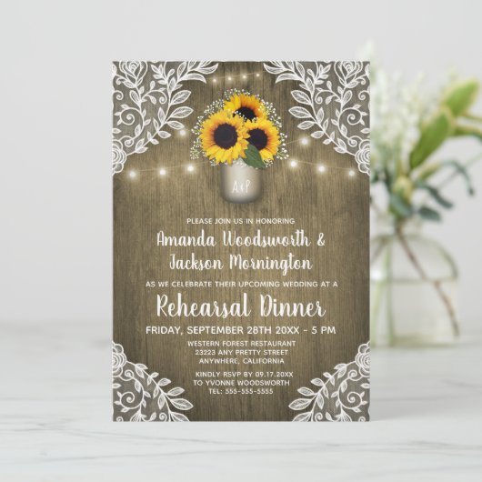 メイスンジャールひまわりリハーサルディナー招待状 招待状 (スタンド正面)