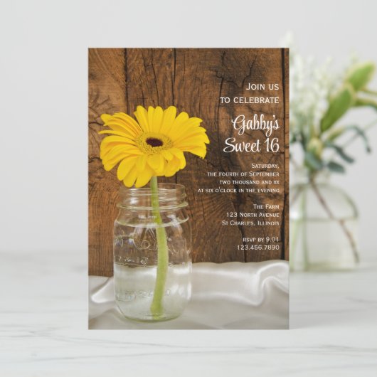メイスンジャールイエローデイジースウィート16誕生日パーティー 招待状 (スタンド正面)